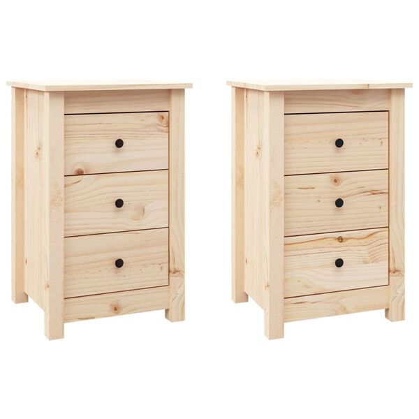 vidaXL Bedside Cabinets 2 pcs 40x35x61.5 cm Solid Wood Pine