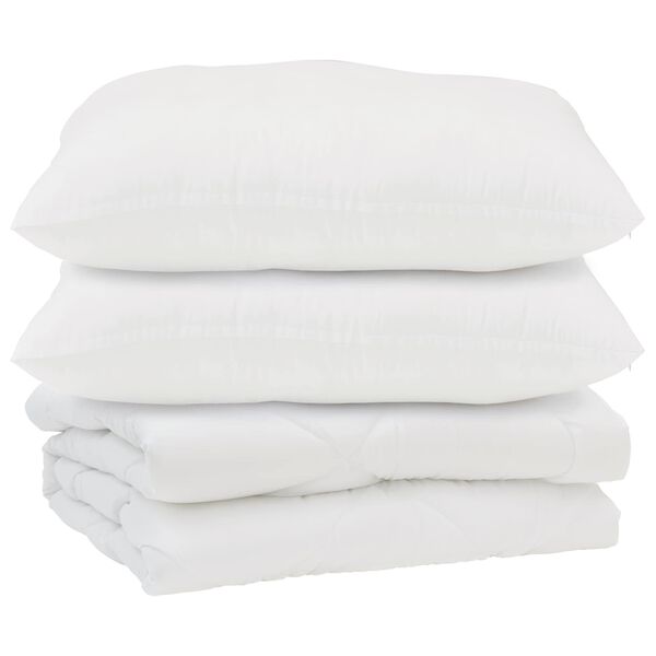 vidaXL Duvet with Pillow 3 pcs White Microfibre