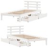 vidaXL Bed Frame with Drawers without Mattress White75x190 cm