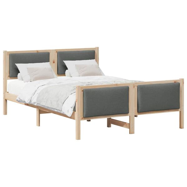 vidaXL Bed Frame with Headboard Dark Grey 135 x 190 cm Fabric