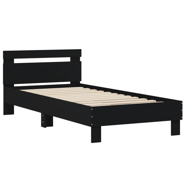 vidaXL Bed Frame without Mattress with Headboard Black 75x190 cm Small Single