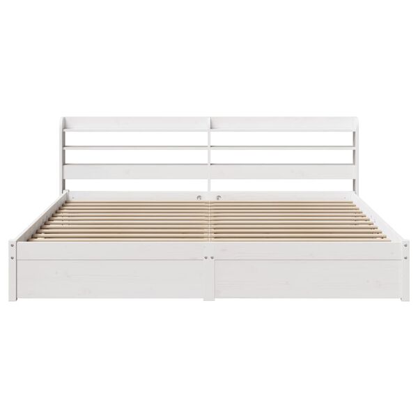 vidaXL Bed Frame with Headboard without Mattress White 180x200 cm Super King