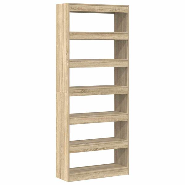 vidaXL Book Cabinet Sonoma Oak 80 x 30 x 198 cm Engineered Wood