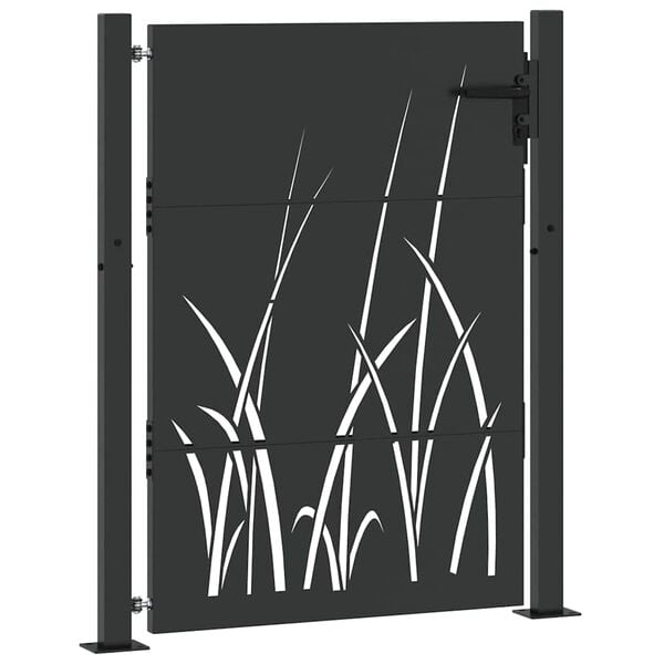 vidaXL Garden Gate 100x125 cm Corten Steel Grass Design