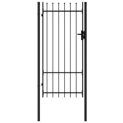 vidaXL Fence Gate Single Door with Spike Top Steel 1x2 m Black
