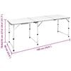Foldable Camping Table Set with 6 Stools Height Adjustable 180x60cm