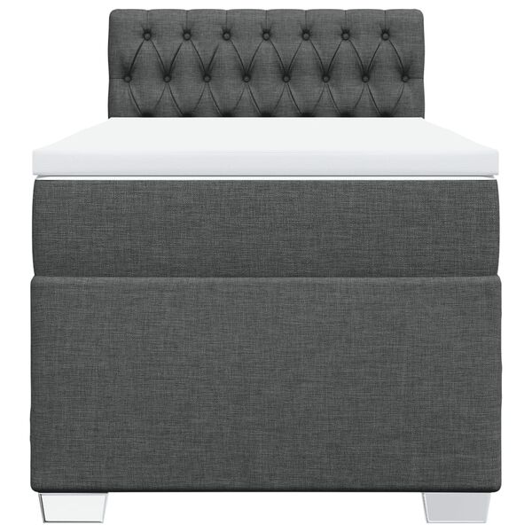 vidaXL Box Spring Bed with Mattress Dark Grey 90x200 cm Fabric