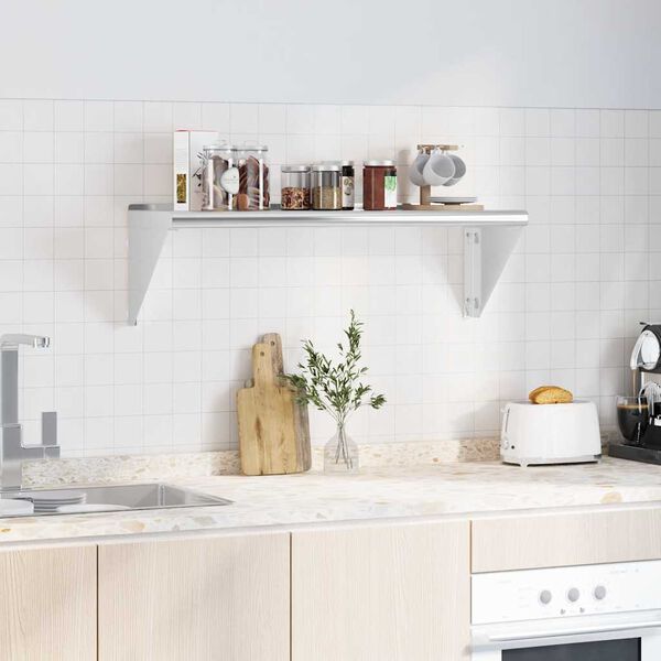 vidaXL Wall Shelf 100x30x31 cm Silver Stainless Steel