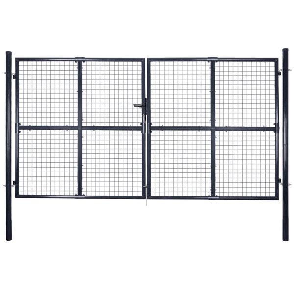 vidaXL Mesh Garden Gate Galvanised Steel 300x150 cm Grey