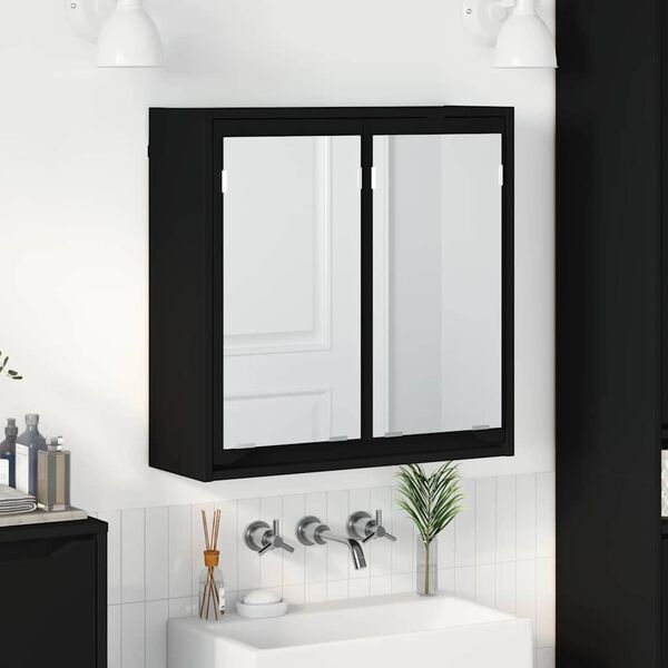 vidaXL Bathroom Mirror Cabinet Black 60 x 20 x 60 cm Engineered Wood