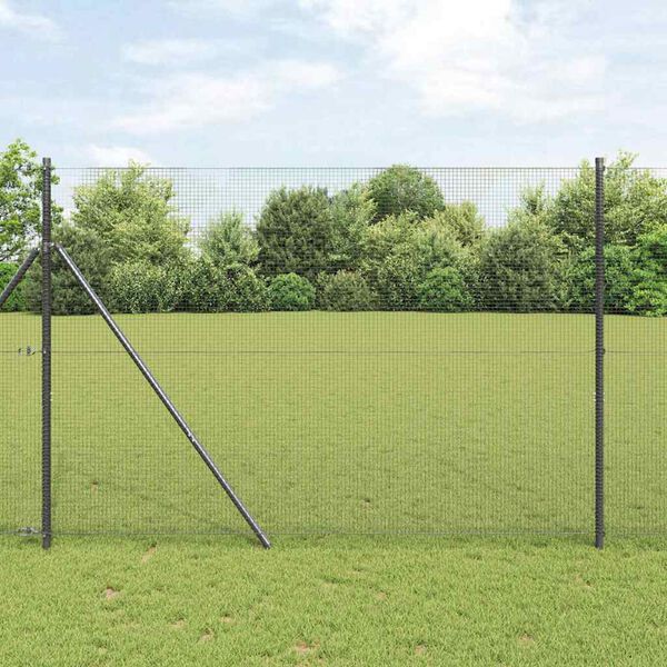 vidaXL Fence Post Grey 10 x 1.6 m (16 x 16 mm mesh) Steel and PVC