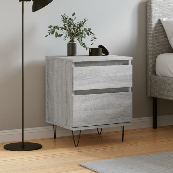 vidaXL Bedside Cabinet Grey Sonoma 40x35x50 cm Engineered Wood