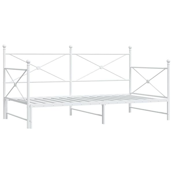 vidaXL Daybed with Trundle without Mattress White 107x203 cm Steel