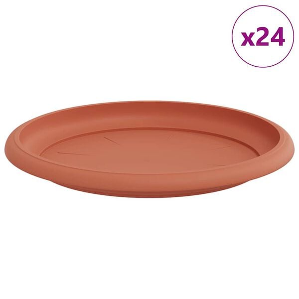 vidaXL Round Flower Tray 24 pcs Brick Red &Oslash; 19 x 2 cm Plastic