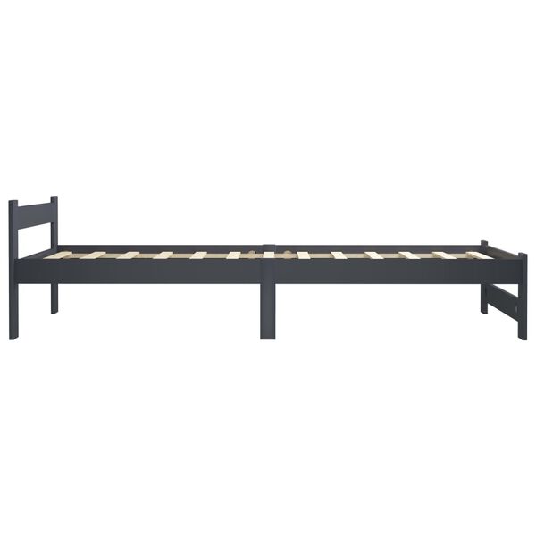vidaXL Bed Frame without Mattress Dark Grey Solid Pinewood 90x200 cm (322019+321990)