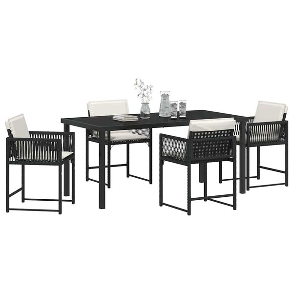 vidaXL Garden Dining Set 5 pcs Black Poly Rattan