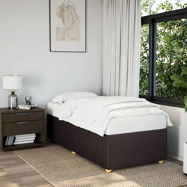 vidaXL Bed Frame without Mattress Dark Brown 90x190 cm Single Fabric