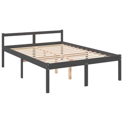 vidaXL Bed Frame Grey 140x190 cm Solid Wood Pine