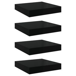 vidaXL Floating Wall Shelves 4 pcs High Gloss Black 23x23.5x3.8 cm MDF