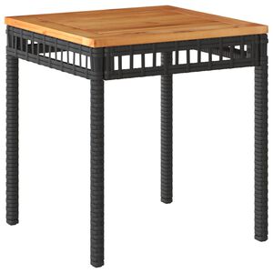 vidaXL Garden Table Black 38x38x42 cm Poly Rattan Acacia Wood