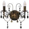 vidaXL Wall Lamp with Beads Antique Black 2 x E14 Bulbs