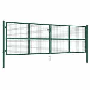 vidaXL Mesh Garden Gate Steel 400x125 cm Green