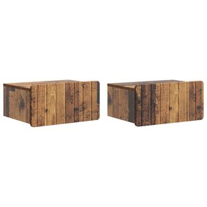 vidaXL Wall-Mounted Bedside Cabinet 2 pcs Old Wood 49 x 34.5 x 24 cm