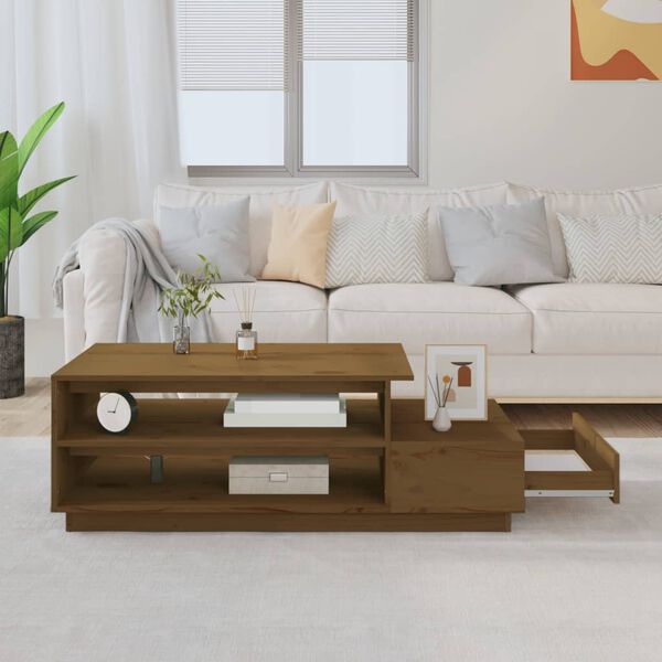 vidaXL Coffee Table Honey Brown 120x50x40.5 cm Solid Wood Pine
