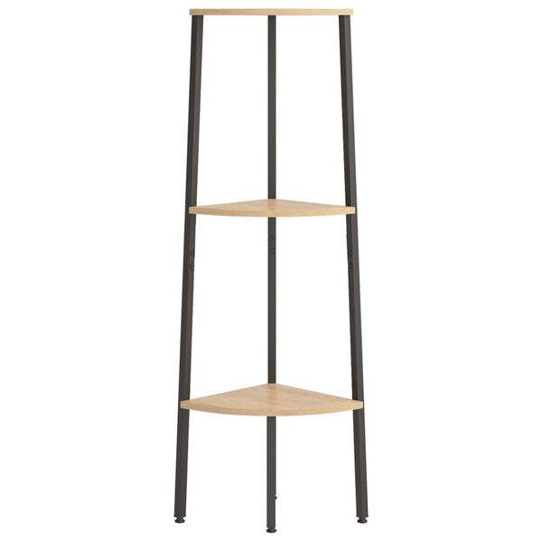 vidaXL 3-Tier Corner Shelf Light Brown and Black 45.5x31.5x120 cm