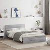 vidaXL Bed Frame with Headboard and LED Grey Sonoma 120x190 cm Small Double