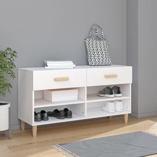 vidaXL Shoe Cabinet White 102x35x55 cm Engineered Wood