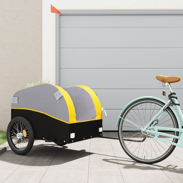 vidaXL Bike Trailer Black and Yellow 45 kg Iron