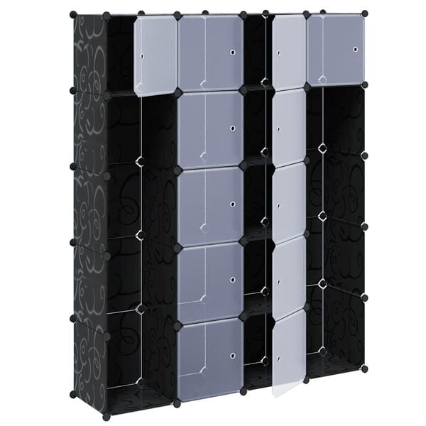 vidaXL Modular Cabinet 14 Compartments Black and White 37x146x180.5 cm