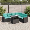 vidaXL 7 Piece Garden Sofa Set with Cushions Black Poly Rattan Acacia