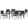 vidaXL Garden Dining Set 7 pcs Black Poly Rattan