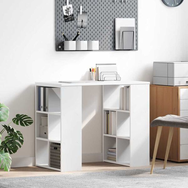 vidaXL Desk with Shelf White 90 x 50 x 75 cm Engineered Wood
