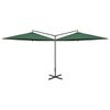 vidaXL Double Garden Parasol with Steel Pole Green 600 cm