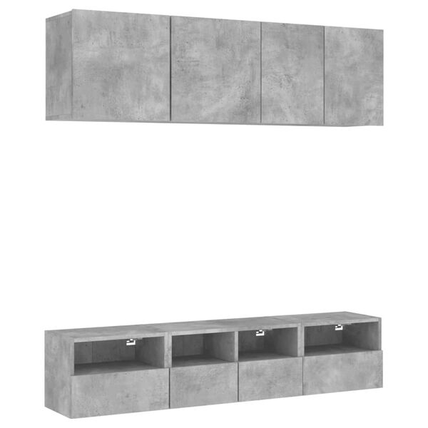 vidaXL 5 Piece TV Wall Units Concrete Grey Engineered Wood