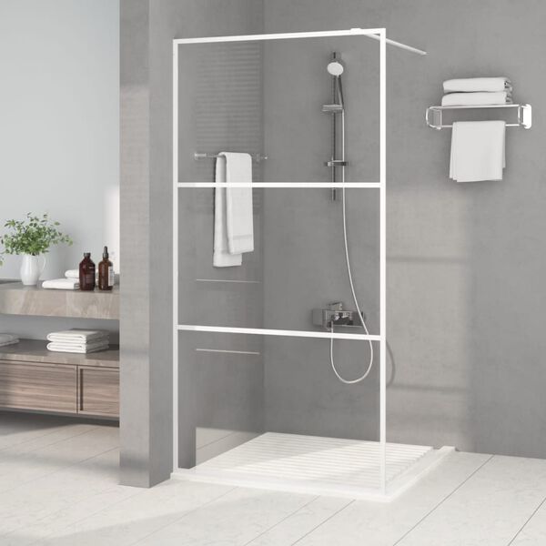 vidaXL Walk-in Shower Wall White 100x195 cm Clear ESG Glass