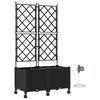 vidaXL Garden Planter with Irrigation&Wheels 2 pcs Black PP