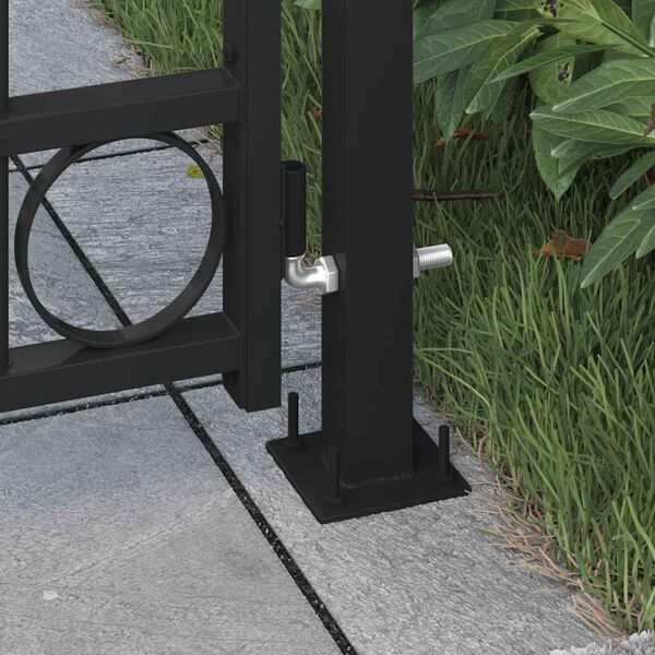 vidaXL Fence Gate with Arched Top Steel 89x200 cm Black