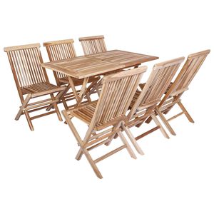 vidaXL Garden Furniture Set 7 pcs Natural Solid Teak Wood