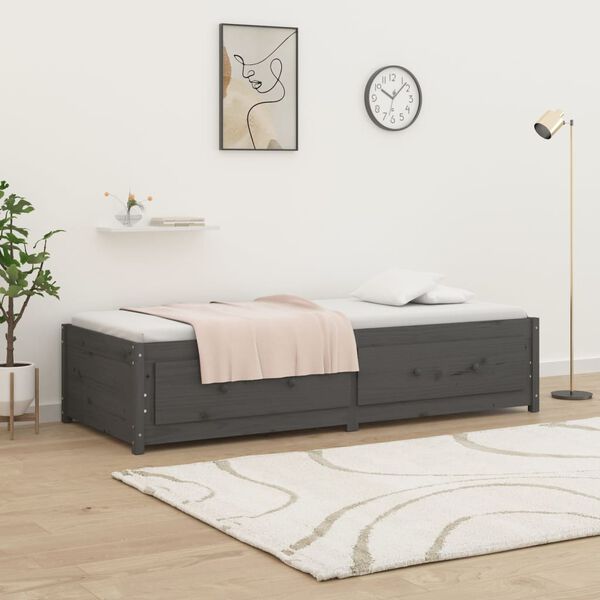 vidaXL Day Bed without Mattress Grey 90x200 cm Solid Wood Pine