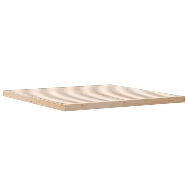 vidaXL Floor Bed Frame Natural 213.5 x 204 x 9 cm Solid Pine Wood