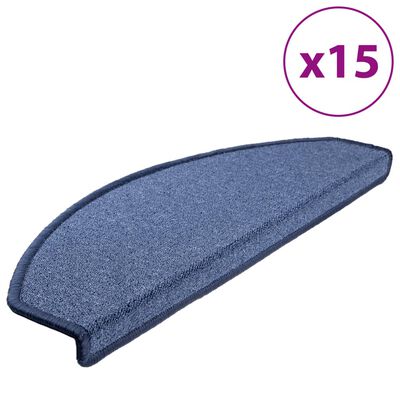 vidaXL Carpet Stair Treads 15 pcs Blue 65x24x4 cm