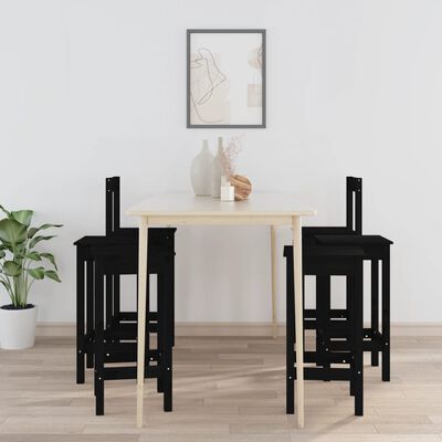 vidaXL 6 Piece Bar Chair Set Black Solid Wood Pine