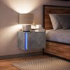 vidaXL Wall-mounted Bedside Cabinet with LED Lights Concrete Oak