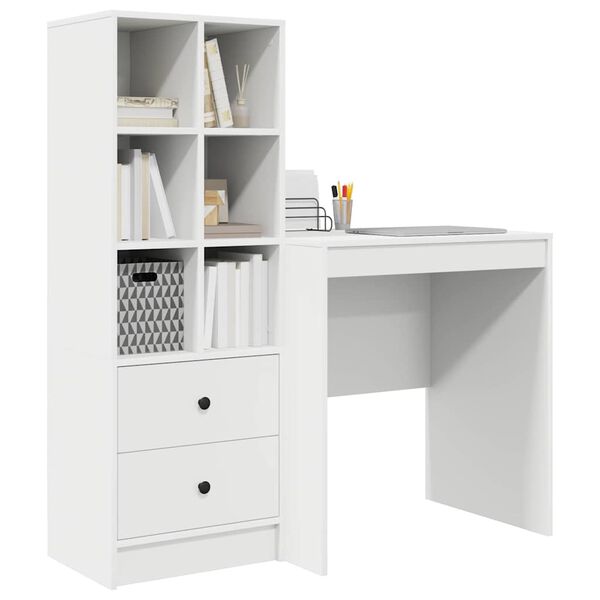 vidaXL Desk with Drawer 2 pcs White