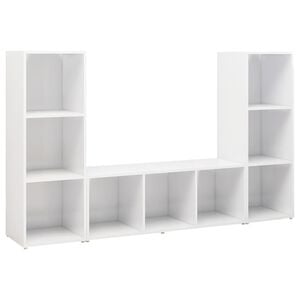 vidaXL 3 Piece TV Cabinet Set White 107x35x37 cm Engineered Wood