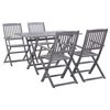 vidaXL 5 Piece Garden Dining Set Solid Acacia Wood Grey